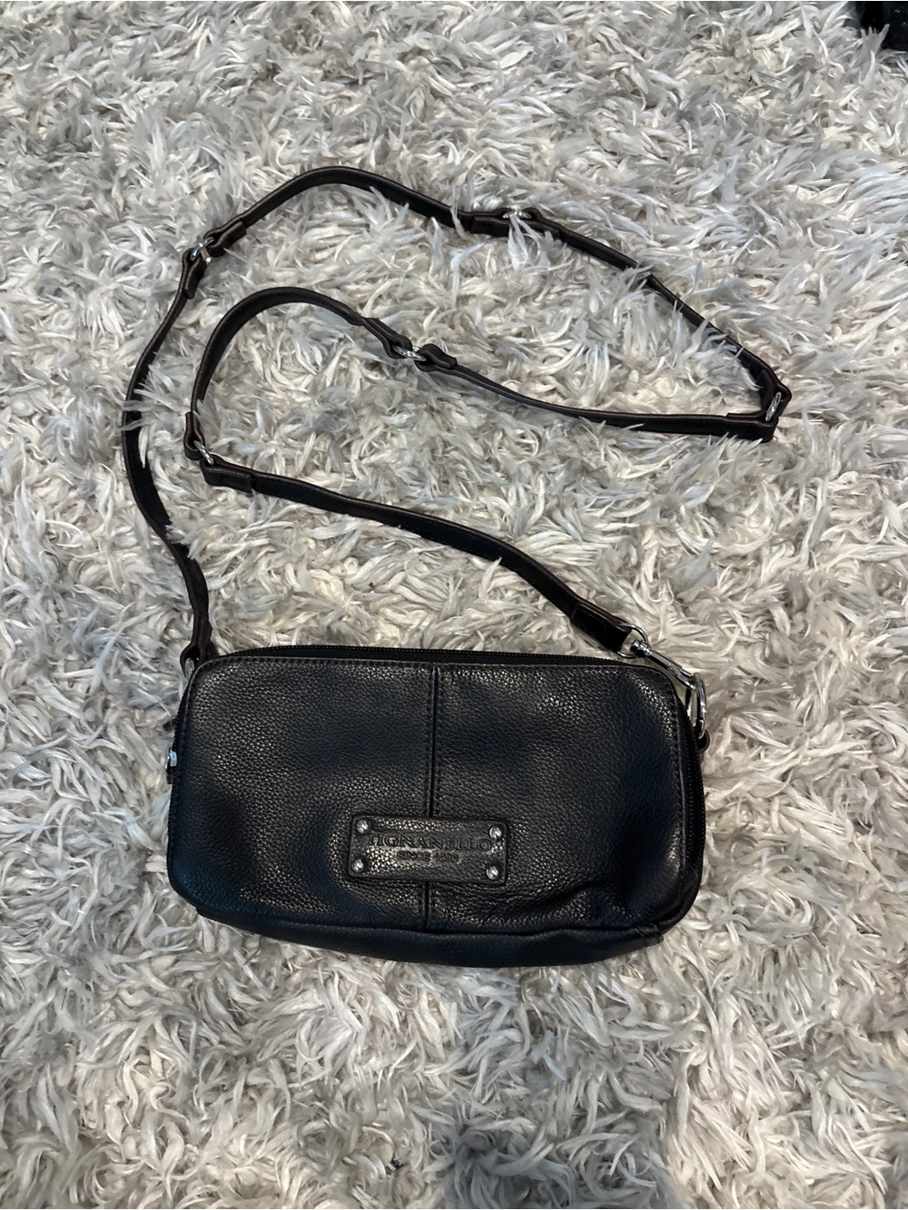 Y2K Vintage Tignanello Triple Compartment Leather Crossbody Bag NWOT